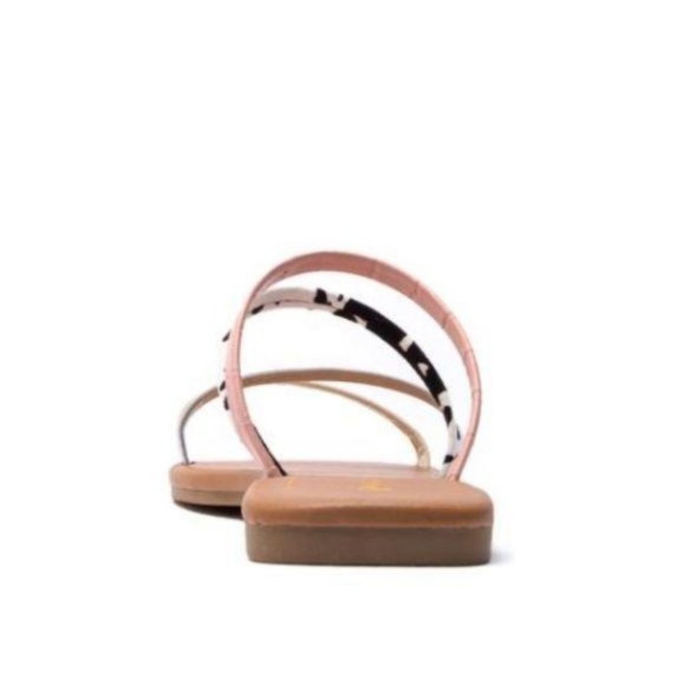 !! NEW !! Strappy Slide Sandals in Blush Pink & Cow Print - Picture 3 of 5